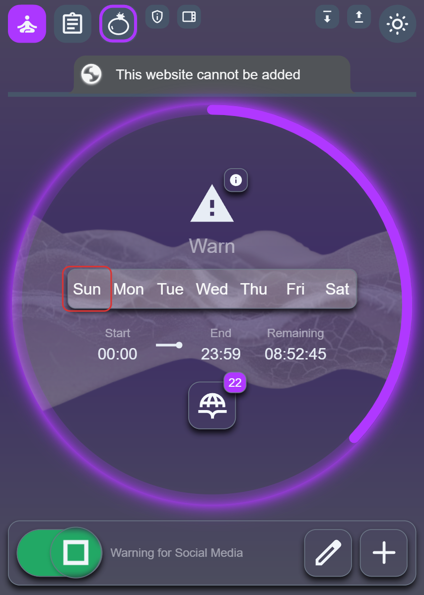 Digital Zen — Focus screen warn mode